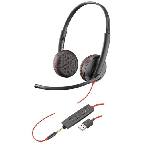 Plantronics Blackwire C3225 UC Wired USB-A Binaural Headset With 3.5mm